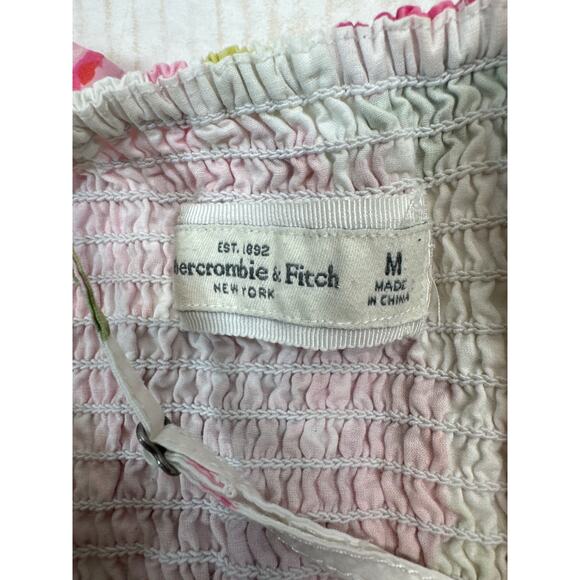Abercrombie & Fitch A&F Strappy Sun Dress White Pink Floral Smocked Size Medium - Picture 4 of 6